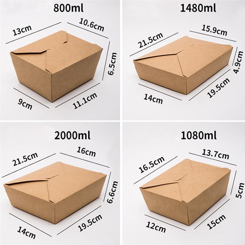 20pcs Kraft Paper Lunch Box Disposable Meal Prep Containers Food Takeout Boxes for Restaurant Home