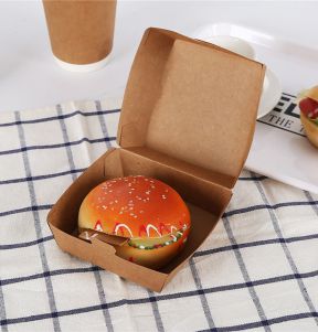 50Pc Kraft Paper Hamburger Box Environmentally Friendly Food Takeaway Box Food Packaging Box Dessert Cake Wedding Party Supplies