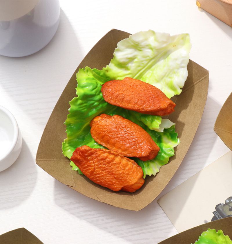 50PCS Ship Shape Take Out Containers Easy Fold Box Kraft Paper Box Lunch Salad Carton Disposable Party Snack Boat Box for Party