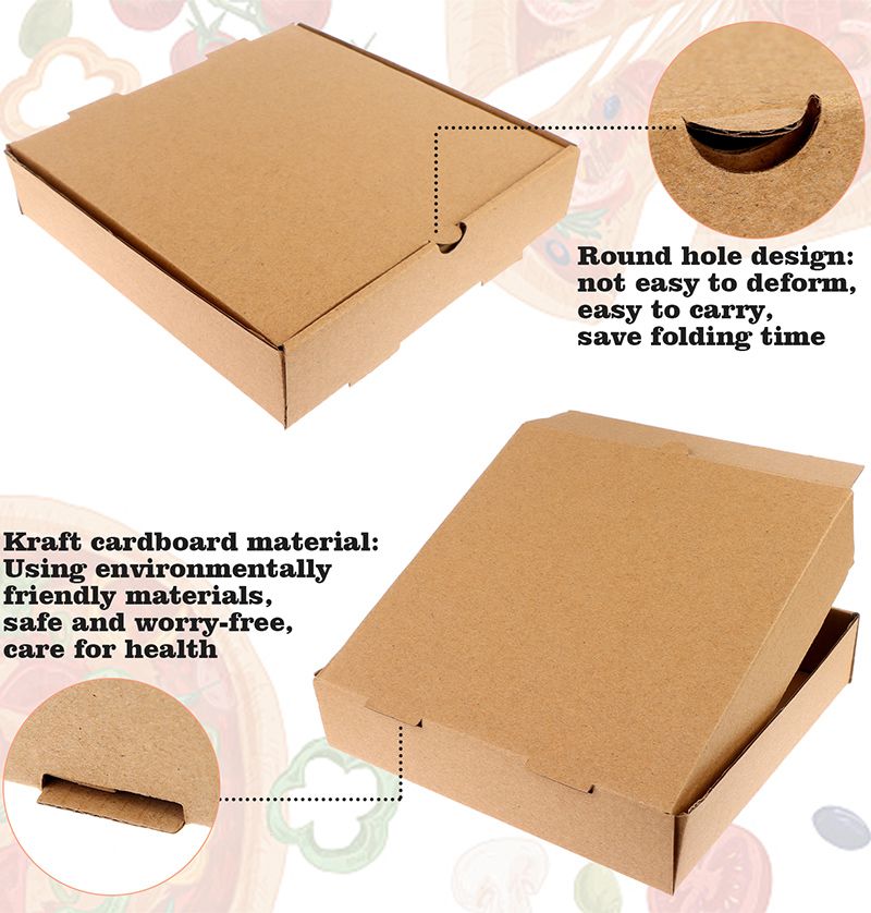 12pcs Pizza Boxes, 7.3 x 7.3 x 1.57" Kraft Corrugated Pizza Boxes Cardboard Boxes for Restaurant Home