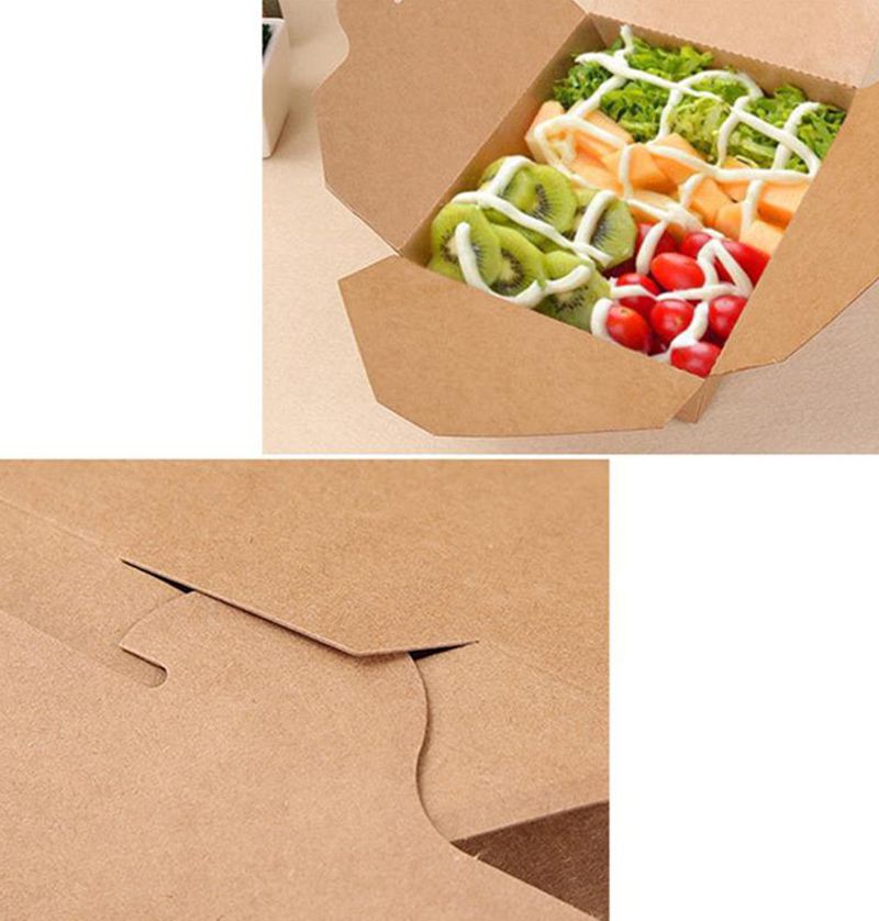 20pcs Kraft Paper Lunch Box Disposable Meal Prep Containers Food Takeout Boxes for Restaurant Home