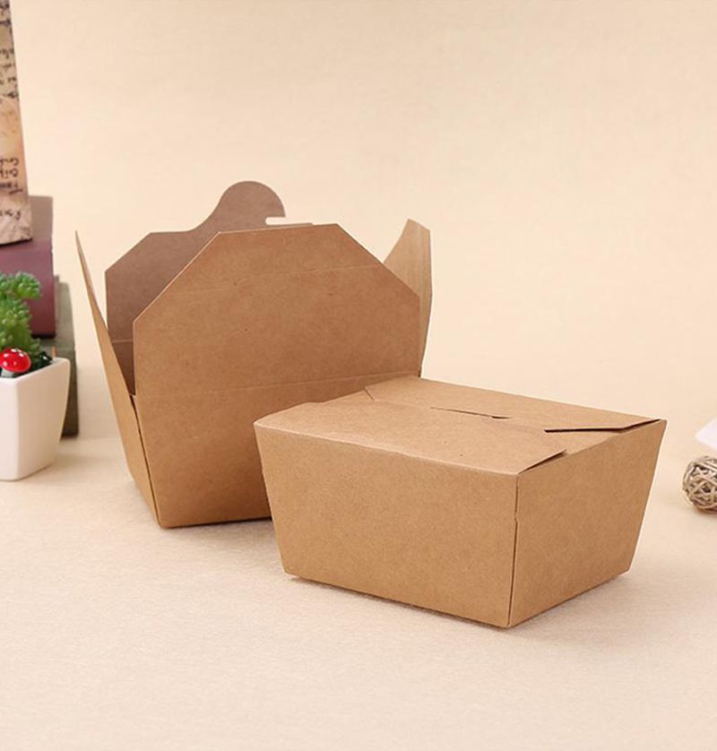 20pcs Kraft Paper Lunch Box Disposable Meal Prep Containers Food Takeout Boxes for Restaurant Home