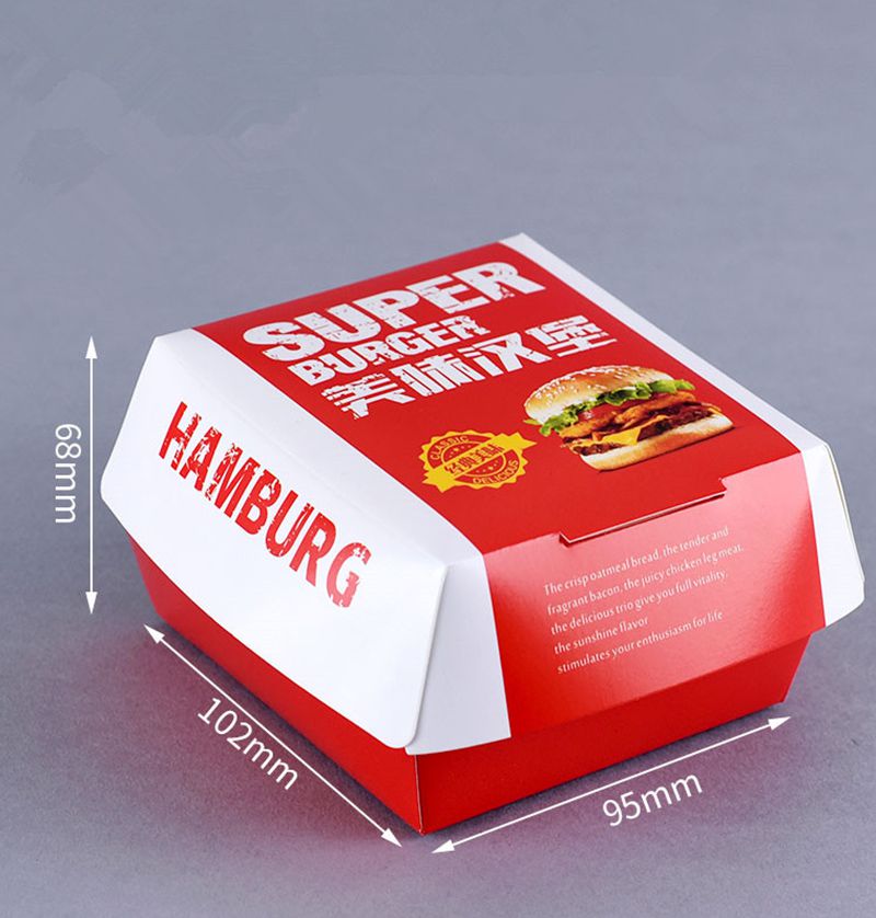 100pcs Hamburger Packaging Box White Card Creative Baking Delicious Bread Paper Box Picnic Party Food Disposable Package