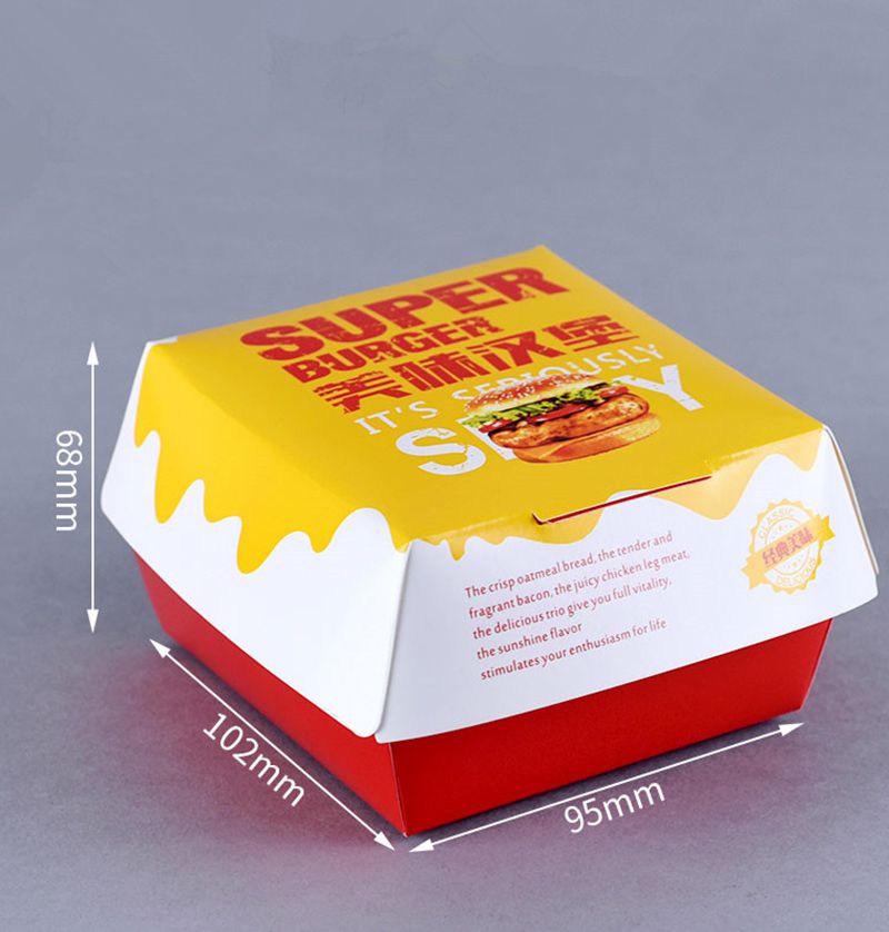 100pcs Hamburger Packaging Box White Card Creative Baking Delicious Bread Paper Box Picnic Party Food Disposable Package