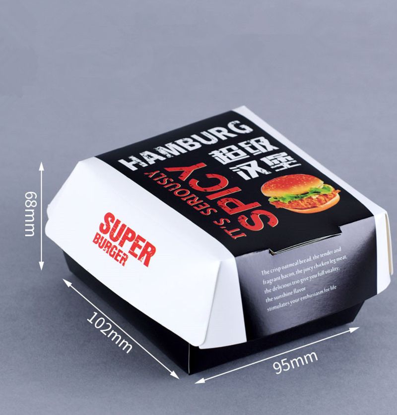 100pcs Hamburger Packaging Box White Card Creative Baking Delicious Bread Paper Box Picnic Party Food Disposable Package