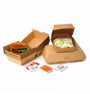 50 PCS Disposable Hamburger Box Snack Kraft Paper Box Packaging Food Packaging Box Printable Lunch Box