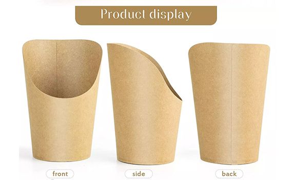 50pcs 14/16oz Disposable Kraft Paper French Fries Holder Snack Chips Packing Boxes Takeaway Party Baking Supplies