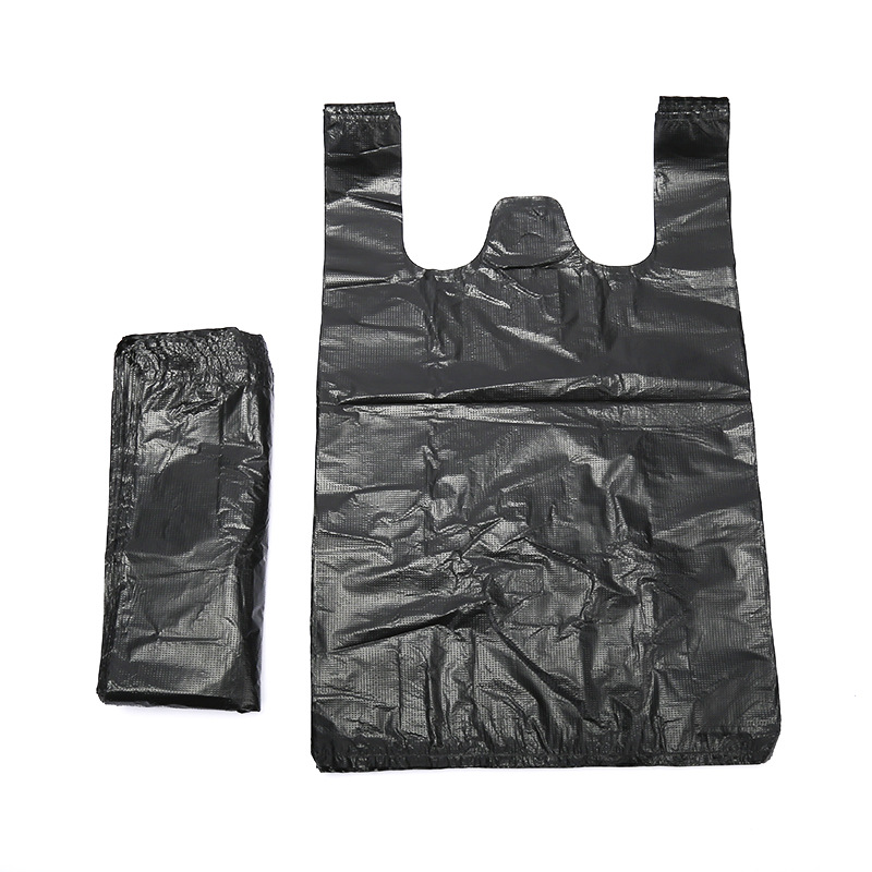 100PCS Thickened Black Plastic Bag Vest Storage Bag Takeaway Shopping Packing Garbage with Handle Bag Kitchen Living Room Clean